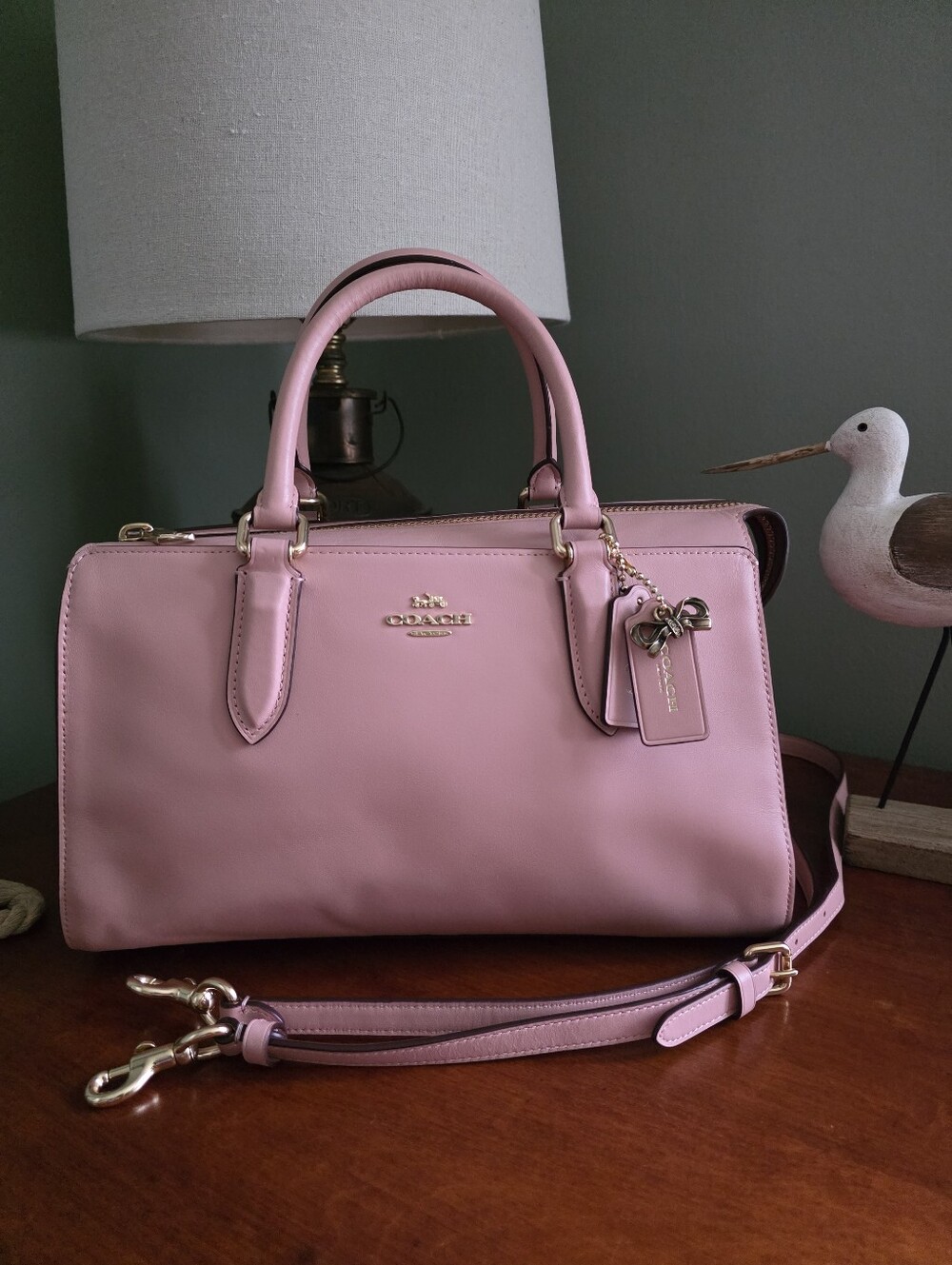 Coach 39290 Selena Gomez Bond Bag Peony Pink Leather Satchel Limited Edition